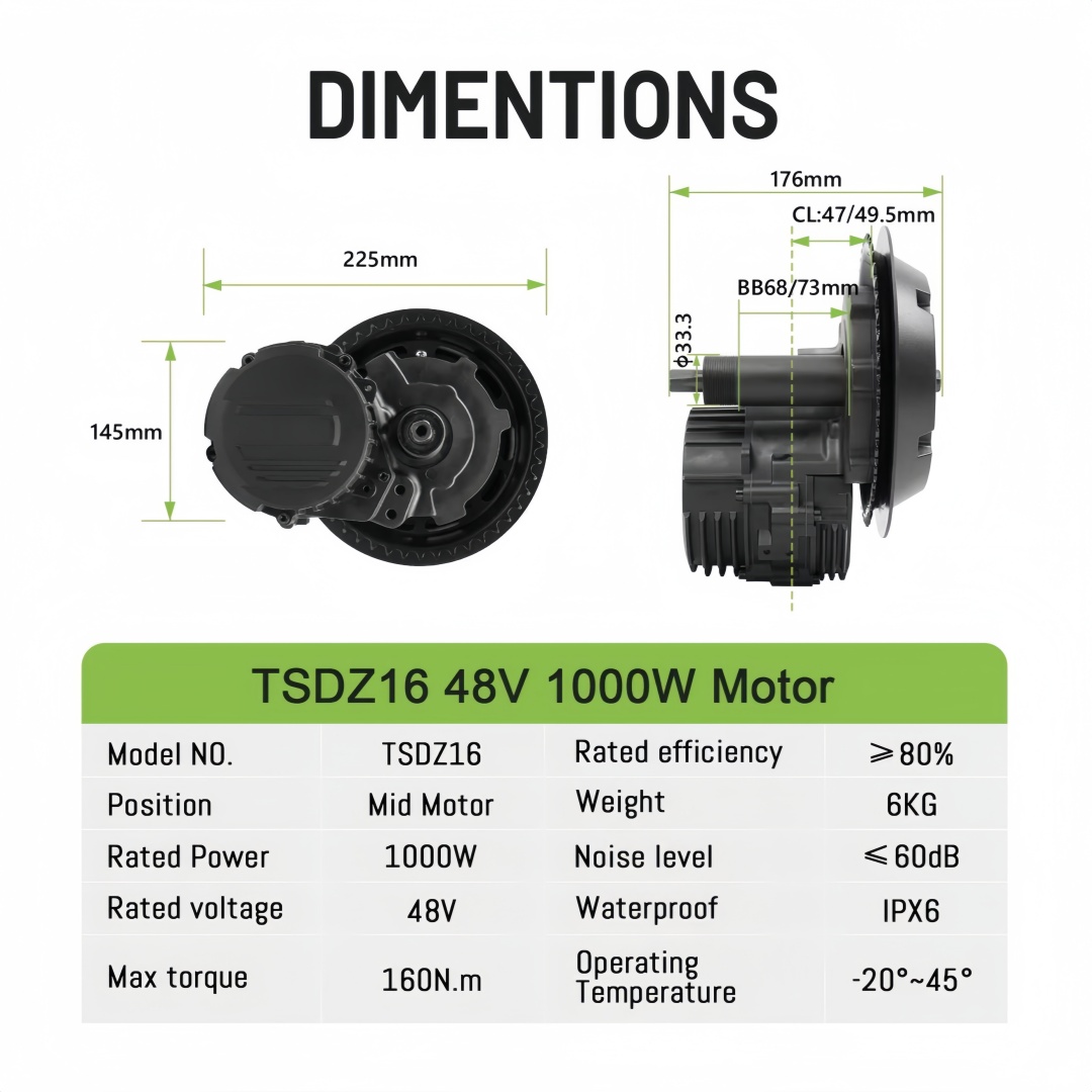 TONGSHENG TSDZ16 48V 1000W Ele - đánh giá và giá Mid Drive Conversion Kit 1000W
