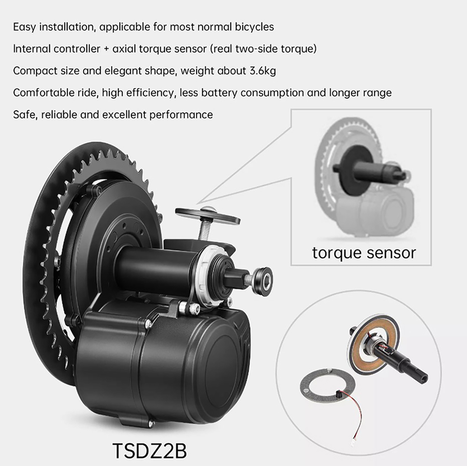Tongsheng TSDZ2B BB 120mm 100m - đánh giá và giá High Torque Brushless Mid Motor Kit