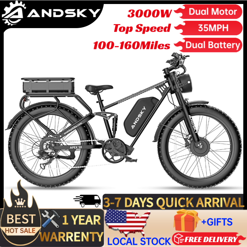 ANDSKY Apex50 AWD Electric Bik - đánh giá và giá 48V 1500W Rear Hub Motor With Battery